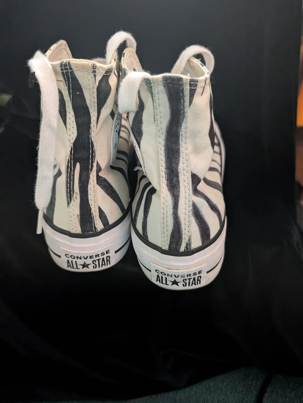 Converse High Top Zebra Stripe Canvas Sneakers - White & Black - Picture 3 of 7